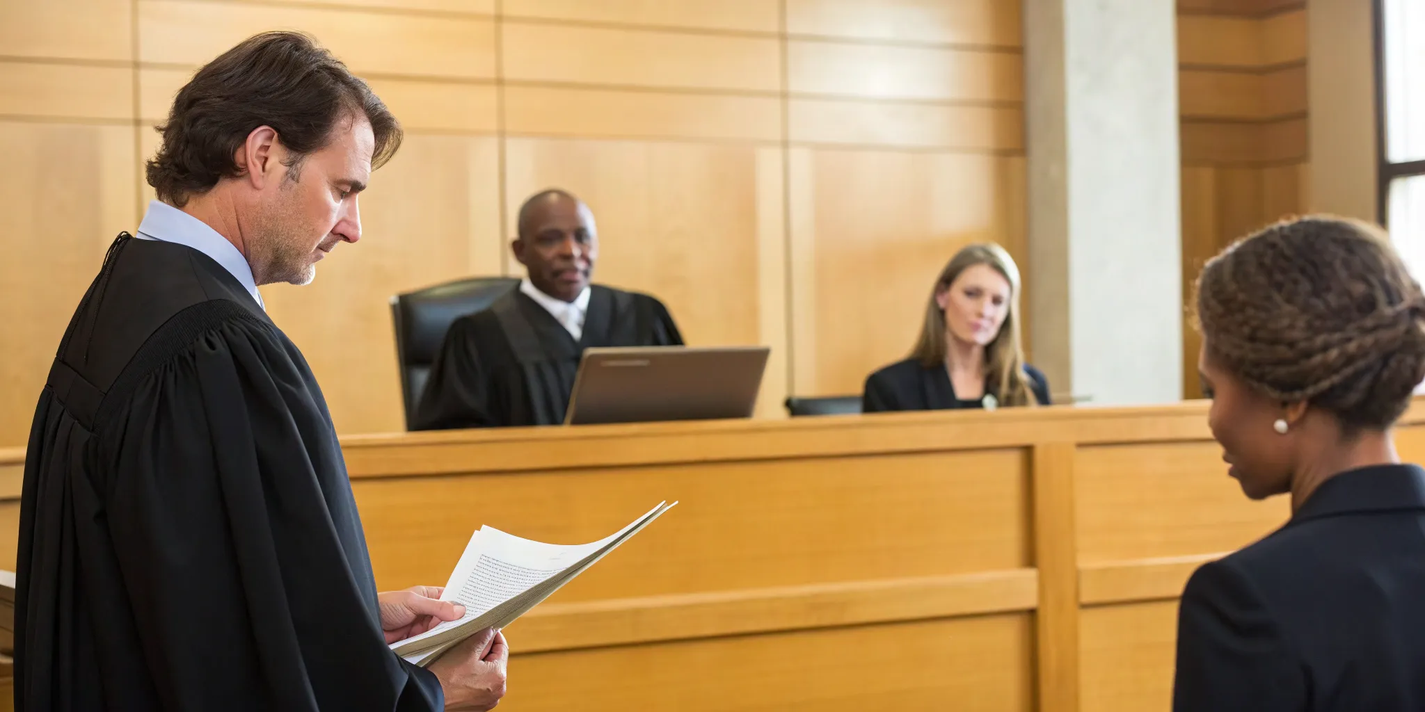 How to sue an insurance company with a lawyer in a courtroom.