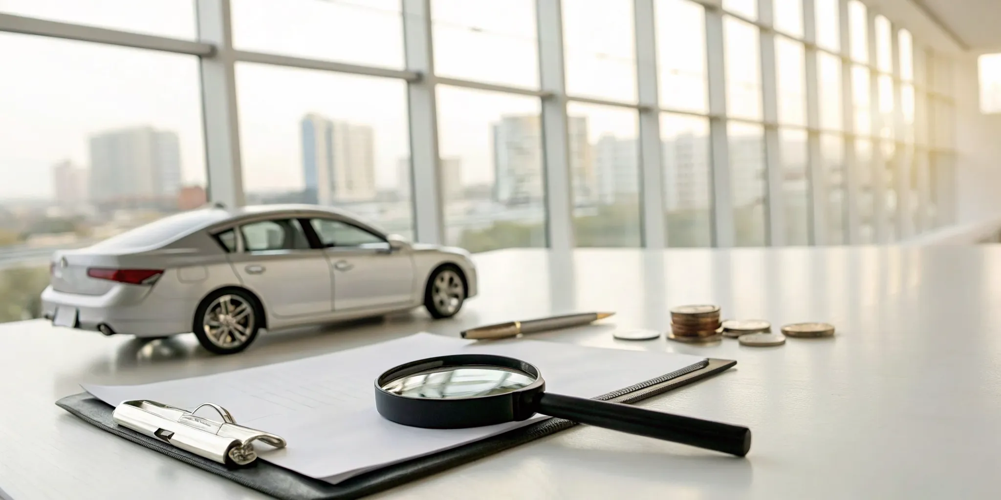 Model car with appraisal tools for filing an Ohio diminished value claim.