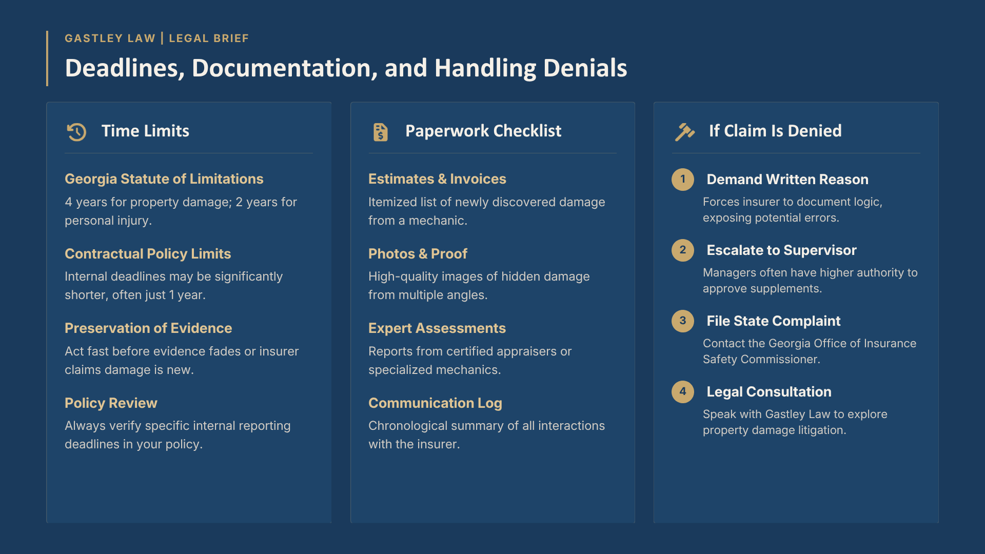 Deadlines, Documentation and Denial of insurance diminished value claims georgia