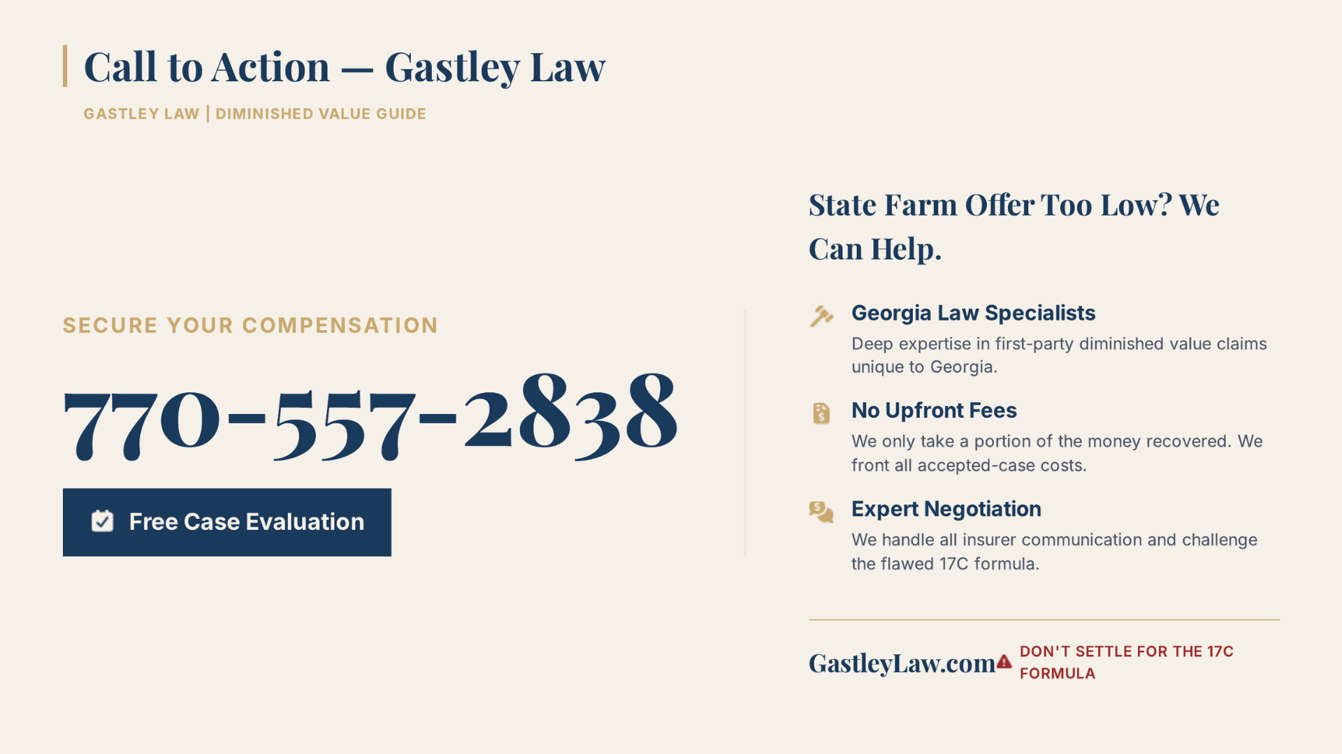 Get legal help from Gastley Law diminished value lawyer georgia