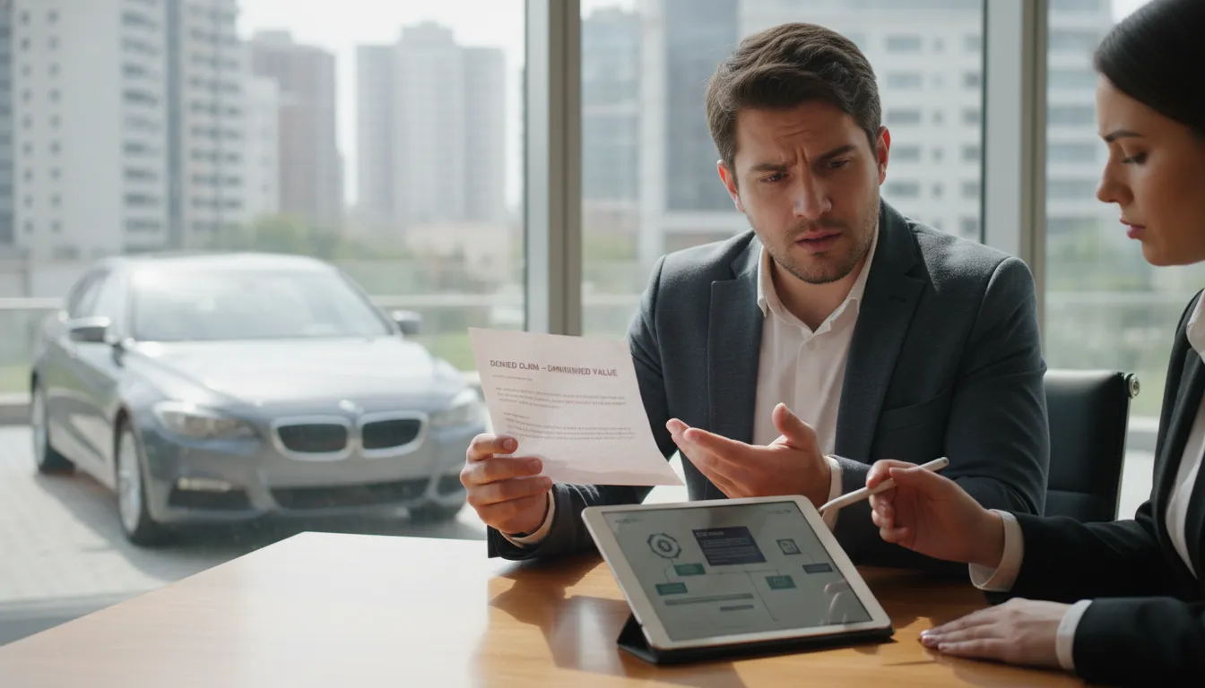 Georgia driver reviewing a denied diminished value claim