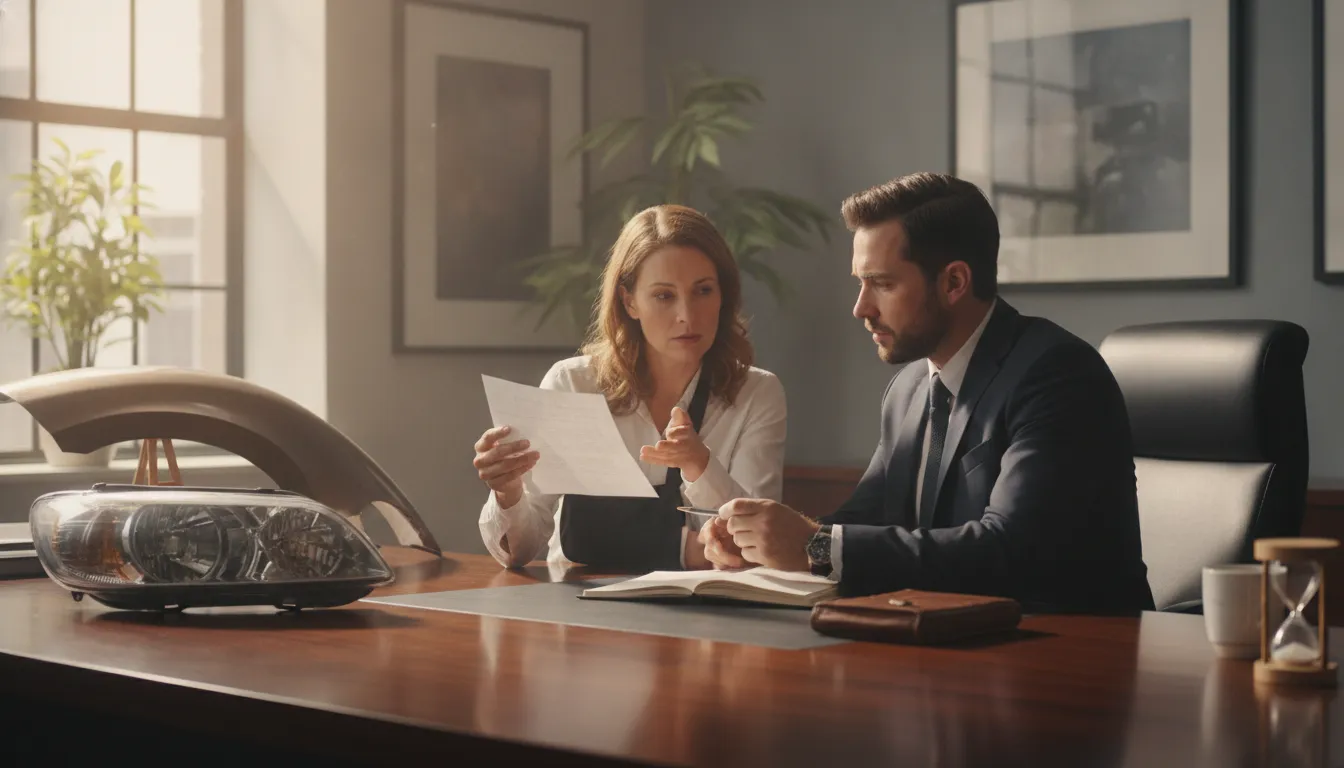 Georgia resident talking with a legal professional about vehicle paperwork after an accident