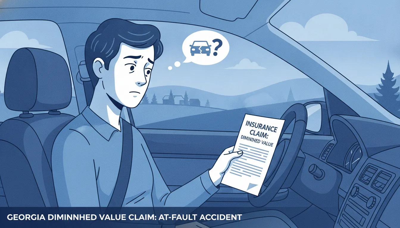 Georgia driver reviewing insurance documents after a vehicle accident