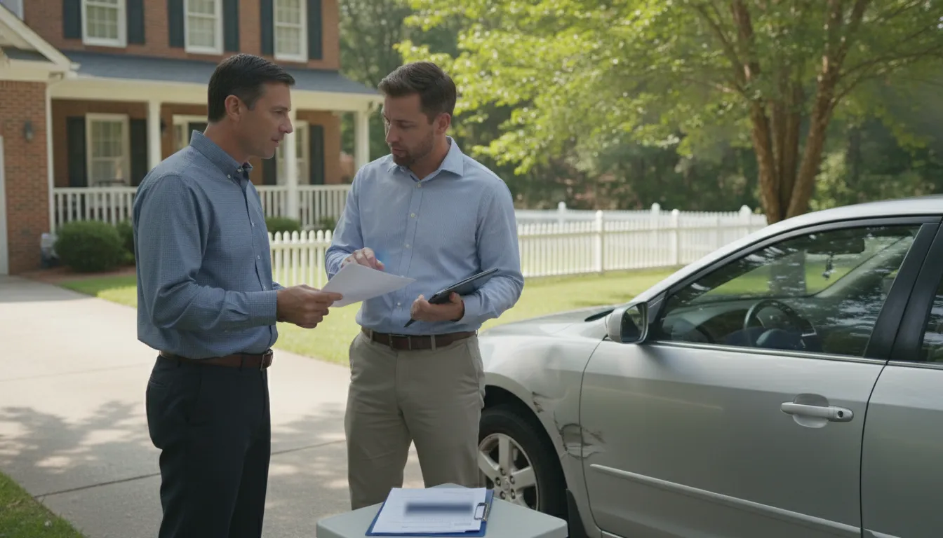 Georgia car owner consulting with an advisor about vehicle sale paperwork