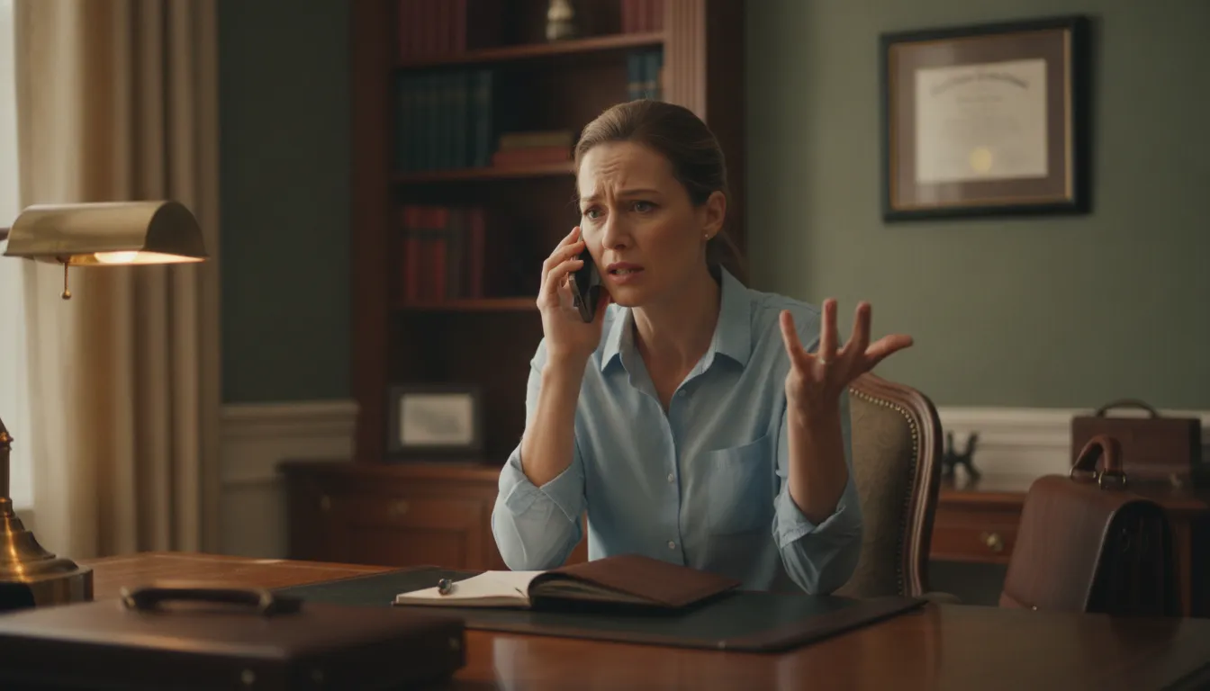 Georgia vehicle owner on the phone with an insurance adjuster in a home office