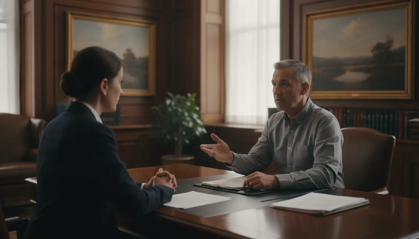 Georgia policyholder speaking with an attorney about their auto insurance claim
